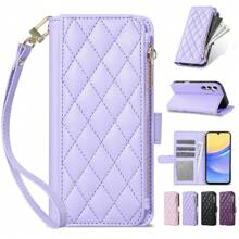 ZZXX Phone Holder Luxury Wallet Small Fragrance Zipper Multi Card Slot Photo Frame Kickstand With Hand Strap Magnetic Flip High-Quality Artificial Leather Case Compatible With Iphone Compatible With Samsung Galaxy Compatible With Xiaomi Redmi Compatible With Huawei Honor Moto OPPO Fashion Shockproof Protective Card Bag Waterproof Anti-Fall Scratch Resistant Full Cover