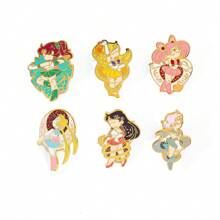 1/6 peças Moda e requintado desenho animado anime fofo marinheiro lua tsukino usagi, doce coelhinho metal distintivo esmalte broche acessórios, bolsa decoração