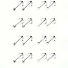 16 Bông tai hình bánh bi mini 2mm - Unisex - Thiết kế mặt phẳng - Zirconia tự nhiên - Mạ vàng 18K - Bạc - Xem 1