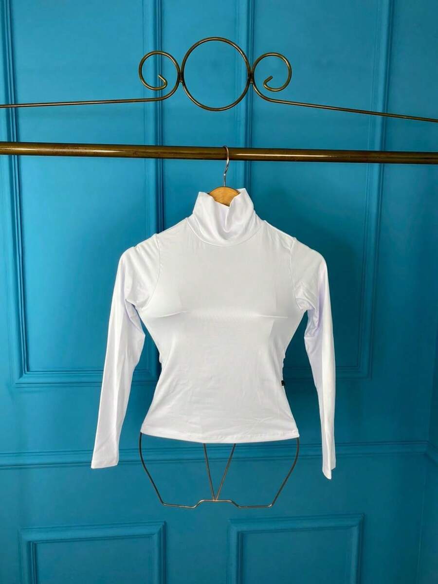 Cacharrel Basic Long Sleeve Blouse Winter Cold Casual Long - trắng - Xem 1