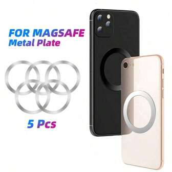 5 placas magnéticas adhesivas de metal compatibles con fundas de teléfono Magsafe