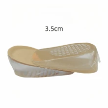 1 Paar aprikosenfarben innen erhöhende Schuheinlagen, geeignet für Freizeitstiefel, geruchshemmend atmungsaktiv komfortabel weiche Silikongel Halbballen mit U-förmigem Fersenkuppendesign, stoßabsorbierend für Herren und Damen