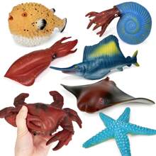 New Soft Filled Sea Animal Models, Soft Rubber Sailfish Crab Starfish, Realistic Educational Toy, Decor Holiday Gift (Random Color) - 彩色 - 查看 1