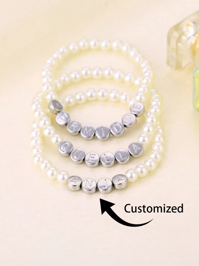 Personalized Fashion Letter Custom Beaded Bracelet Unique Ideal Gifts For Her, Girlfriend, Mom,Family,Friends, Daughter, Her, Grandparents For Anniversaries,For Birthdays, For Daily Wear,For Mother's Day,For Valentine's Day, Christmas Gifts