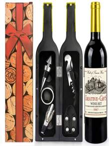 Abridor de vinho criativo para presente de Natal, presente de dia dos namorados, presente de aniversário, abridor de vinho, 3 peças, ferramenta para vinho, 5 peças, ferramenta para vinho, é o presente perfeito para um amigo, para atividades ao ar livre, acampamento