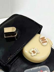 儿童迷你人造珍珠装饰绗缝链条绗缝方形挎包钱包，配有人造珍珠顶部提手，适合口红黑色钱包、黑色包、教师礼物、节日、度假，完美契合 - 黑色 - 查看 8