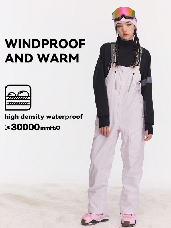 VECTOR MOTION 3L Straight Ski Bib Pants, Stretchy, Windproof, Cold-Proof, Waterproof, , Breathable, For Single/Double Board Skiing Equipment Ski Outfits