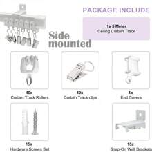 5M Bendable Flexible Curtain Track Rod Rail Ceiling Window Caravan Straight Bay - Side Mounted - View 2