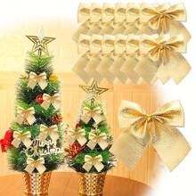 12pcs Gold Christmas Bow Decorations Christmas Tree Wreath Decorations Wedding Party Decorations Bow Decorations New Year Gifts Valentine's Day Gifts Gift Box Decorations Bow Decorations, Presents Packing, Gift Basket Decor, Birthday Wrap Valentine's Day - Gold - View 10