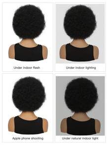 Short Wavy Synthetic Hair Wig For Women, African/Latino Hairstyle, Heat Resistant Fiber, Natural Voluminous, Suitable For Daily And Party Wear - Black - View 11