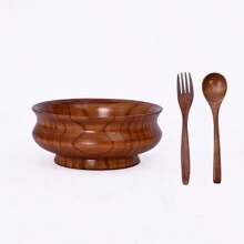 1 Set Includes 1 Bowl + 1 Pair Of Chopsticks + 1 Spoon, Inner Mongolian Wooden Bowl, Style Buttered Tea Bowl, Vintage Creative Design