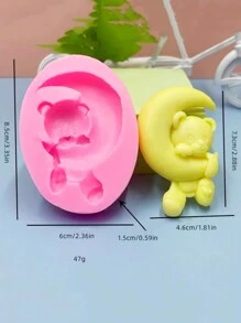 1pc Silicone Mold In The Shape Of A Bear Hugging The Moon