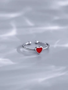 S925 简约几何女士爱心戒指 - S925 Simple Geometric Women's Love Ring - 查看 3