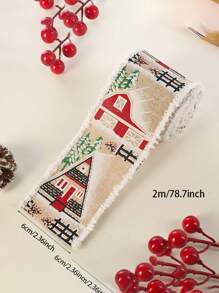 1roll 5M Christmas Tree Letter Printing Ribbon Christmas Decorations DIY Christmas Ribbon Swirl Ribbon Burlap Linen Ribbon Christmas Gifts Wrapping Birthday - Multicolor - View 10