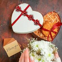 50pcs Self-Adhesive Mini Christmas Bows, 1.5 Inch Electroplated Shiny Star Flower Bows, Glitter Ribbon Bows For Gift Wrapping, Thanksgiving, Valentine's Day, Birthday Party, Wedding And Daily Gift Packaging Decoration (Red) - Red - View 5