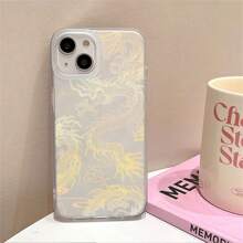 Robuuste gele drakenprintontwerp zachte matte siliconen telefoonhoes, geschikt voor mannen en vrouwen, compatibel met iPhone 16/15/15 Pro/15 Pro Max/14/13/12/11/Xs Max
