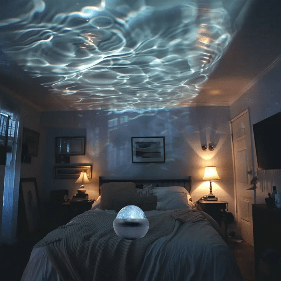 Black Plastic Aurora Sky LED Projection Lamp, USB Powered, RGB LED, Sensor, Remote Control, Dimmable, Suitable For Home Decor