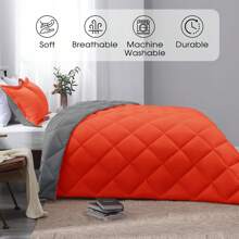 Juego de edredón King tamaño extra grande - Juego de edredón naranja King, juego de edredón King reversible para todas las temporadas, Llama/Gris carbón, 1 edredón (104"X92") y 2 fundas de almohada (20"X36"+2") - Verde bosque/Marfil - Ver 8