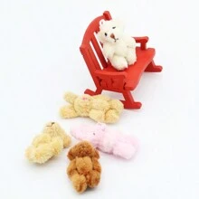 1 bucată de casă de păpuși cu ursuleț și iepure de pluș, model în miniatură, decor de mobilier, ursuleț umplut realist și jucărie de iepuraș, accesoriu foto dioramă micropeisaj