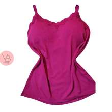 Lace Tank Top With Straps And Cups - Màu Hồng Tươi - Xem 3