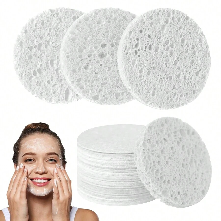 100% Natural Compressed Facial Cleansing Sponge, For Makeup Removal, Daily Cleansing And Exfoliation