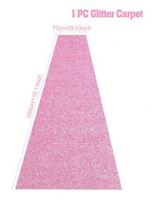 5m/8m Champagne Pink Sequin Carpet, Suitable For Wedding, Wedding Decoration, Festival Birthday Party Ceremony Decoration, Event Stage Background Decoration, Store Opening Entrance Decoration, Resort Party Decoration, Room Decoration, Home Decoration, Outdoor Party Decoration, Background Decoration, Wedding Party Supplies, Etc. Long Carpet Can Be Cut To Size. - Pink - View 5