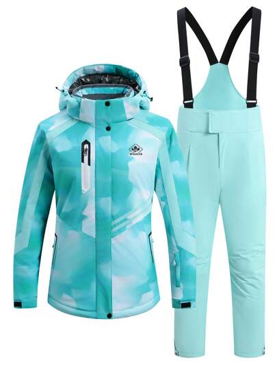 LEIFENSH 1 Set Abbigliamento sportivo e all'aperto da donna, Abbigliamento sportivo e ricreativo professionale da donna, Completo da sci donna HX368 Verde