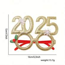 2025 节日照相亭道具 - 圣诞节和新年节日派对眼镜框，采用耐用塑料制成，无羽毛，季节性庆祝配件 - 彩色 - 查看 3