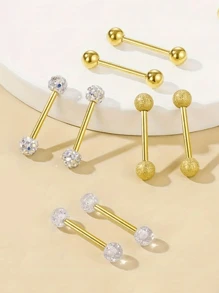 8 件简约圆球形舌头/乳头环，不锈钢穿孔首饰