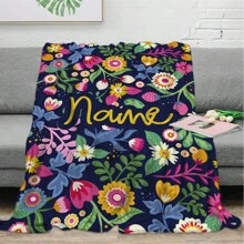 1 pièce Couverture en flanelle personnalisée avec fleur, Couverture de canapé avec votre nom personnalisé, Couverture commémorative douce et chaude pour des moments mémorables, Cadeau pour camarades de classe, amis, couple, mère et père, à utiliser pour la sieste, le camping, les voyages
