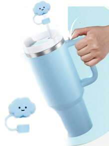 26 Letters Charm Accessories ,Cup Accessories Set Includes Name ID Letter Handle Charm For Cup Tumbler 30 40oz,Round Shape With Leaves Decor Initial Identification Charms,Cloud-Shaped Straw Cover Cute Soft Glue Colorful Straw Plug Cap