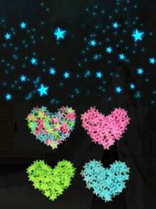 100pcs Self-Adhesive Cartoon Glow In The Dark Stickers For Luminous Star Room Decorations,Stickers,Wall Decal, Vinyl Decal For Home Decorations,Spring Decoration Items Refresh Your Home,Rama Decoration Stickers Gifts Birthday Graduation Back To School School Supplies