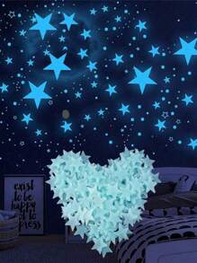 100pcs Self-Adhesive Cartoon Glow In The Dark Stickers For Luminous Star Room Decorations,Stickers,Wall Decal, Vinyl Decal For Home Decorations,Spring Decoration Items Refresh Your Home,Rama Decoration Stickers Gifts Birthday Graduation Back To School School Supplies