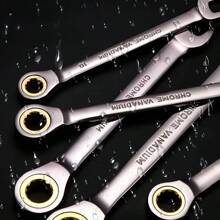 1 pezzo Chiave a cricchetto con testa fissa in cromo vanadio, chiave fissa, chiave combinata con unità inglesi e metriche, chiave a cricchetto con 72 denti a testa mobile, strumento di riparazione dadi, chiave ad anello aperta combinata, strumento manuale di riparazione, adatto per manutenzione auto, elettrodomestici, edilizia