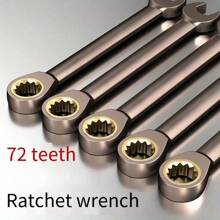 1 pezzo Chiave a cricchetto con testa fissa in cromo vanadio, chiave fissa, chiave combinata con unità inglesi e metriche, chiave a cricchetto con 72 denti a testa mobile, strumento di riparazione dadi, chiave ad anello aperta combinata, strumento manuale di riparazione, adatto per manutenzione auto, elettrodomestici, edilizia