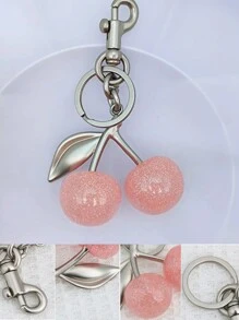 1 件新款时尚水晶樱桃吊坠金属钥匙扣，适合日常佩戴，用于包包配饰，可送家人礼物、朋友礼物、同学礼物、情侣礼物、生日礼物、教师礼物、纪念品情人节 - 粉色 - 查看 6