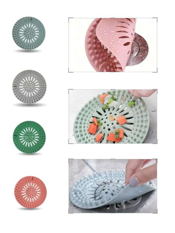 1pc/2pcs Bathroom Drain Hair Filter Drain Cover, Kitchen Sink Silicone Drain Stopper, Indoor Drain Clog Remover, Easy To Install And Clean, For Bathroom Bathtub And Kitchen