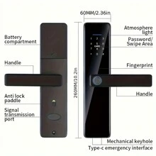 Schlauer schlüsselfreier Türschloss mit Fingerabdruck & Passwort, elektronisches digitales Türschloss, einfache Installation mit Mobilapp