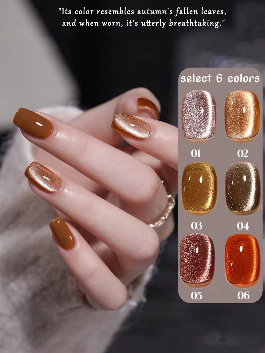MISS SHAKA 10ml Sơn móng tay dạng gel màu đỏ caramel thu đông 2024 Phong cách mới phổ biến Maillard Glass Bead Amber Cat Eye Gel Quà tặng Giáng sinh cho phụ nữ và trẻ em gái Quà tặng ngày lễ.