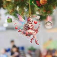 1pc 2d Plane Effect Green Butterfly Fairy Festival Party Decoration, Home Garden Tree Hanging Plaque Sign, Backpack Keychain Pendant Gifts Birthday Graduation