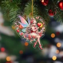 1pc 2d Plane Effect Green Butterfly Fairy Festival Party Decoration, Home Garden Tree Hanging Plaque Sign, Backpack Keychain Pendant Gifts Birthday Graduation