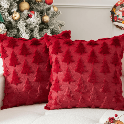1pc Christmas Decorative Throw Pillow Cover, 17.7*17.7 Inches, Jacquard Christmas Tree Cushion Cover, Bed Pillow Sham, Suitable For Party Holiday Decor, Christmas Eve Decorative Pillow Case