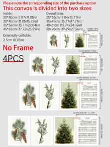 4pcs Phong cách cổ điển Giáng sinh Phòng trưng bày , O Đêm Bản nhạc , Mùa Đông Thực vật & Quả mọng , Fir Cây , Quả thông tranh sơn dầu Nghệ thuật In , Có thể tháo rời & Có thể tái sử dụng Trang trí tường Đối với Nhà nông , Chiếc lò sưởi , Phòng ngủ , Phòng khách , Quà tặng ngày lễ - Không có khung - Nhiều màu - Xem 2
