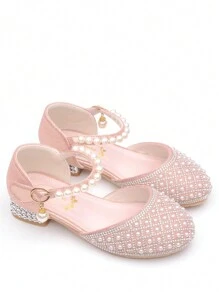 Children's Crystal High Heel Shoes, Girls Princess Party Shoes With Rhinestones, Toddler Girl Closed Toe Sandals - Pink - View 7