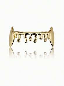 A New European And American Gold-Plated Water Drop Canine Lower Teeth Braces Personalized Clown Hip-Hop Decoration Gold Braces Party Holiday Gift - Multicolor - View 9