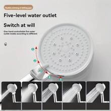 1 szt. 5-ustawna srebrna regulowana głowica prysznicowa, ręczna głowica prysznicowa, uniwersalna głowica prysznicowa do łazienki