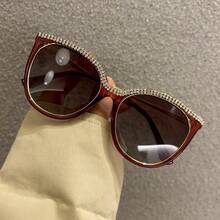 1 Paar Damen Katzenaugen Kristall Cut Out Dekorative Modebrillen, personalisiert, windabweisend, Street-Style, hochwertig, neues Design