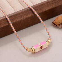 1 件时尚精致的心形和恶魔之眼设计吊坠项链，适合女士，用途广泛 - 彩色的 - 查看 11