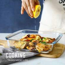 1pc Square Baking Dish, High-Borosilicate Heat-Resistant Lead-Free Glass, For Salad, Dessert, Baking Oven And Microwave