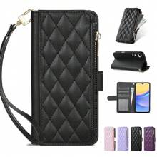 ZZXX Phone Holder Luxury Wallet Small Fragrance Zipper Multi Card Slot Photo Frame Kickstand With Hand Strap Magnetic Flip High-Quality Artificial Leather Case Compatible With Iphone Compatible With Samsung Galaxy Compatible With Xiaomi Redmi Compatible With Huawei Honor Moto OPPO Fashion Shockproof Protective Card Bag Waterproof Anti-Fall Scratch Resistant Full Cover